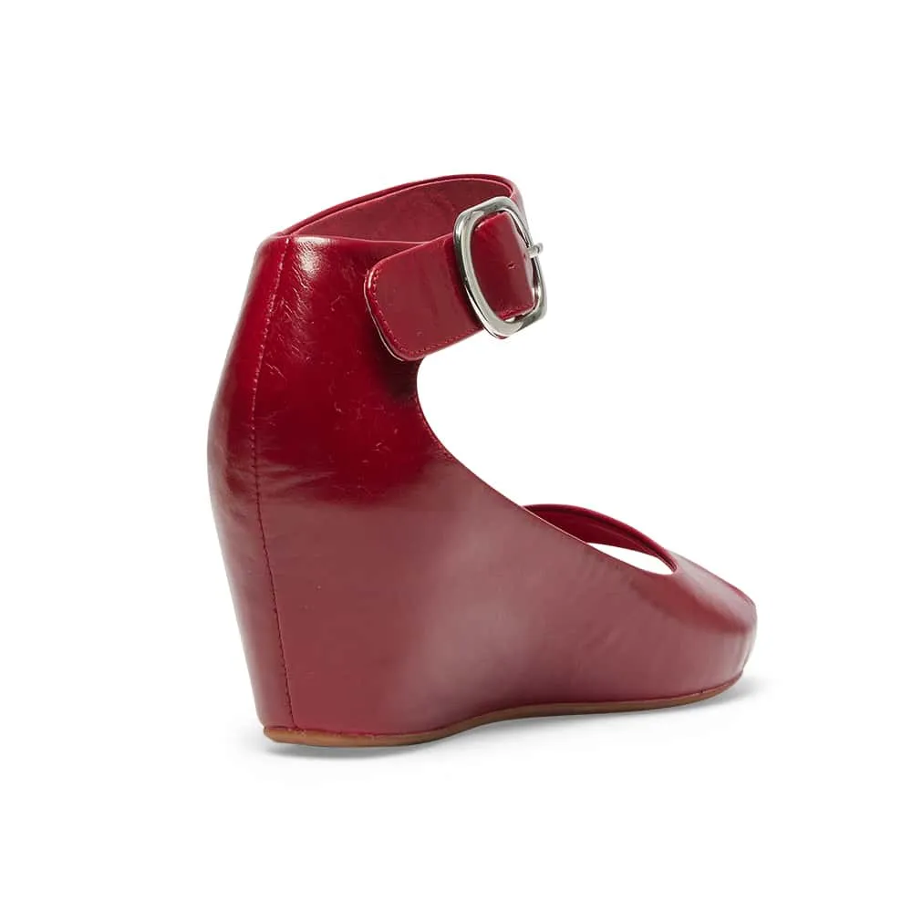 Pippa Wedge in Red Leather