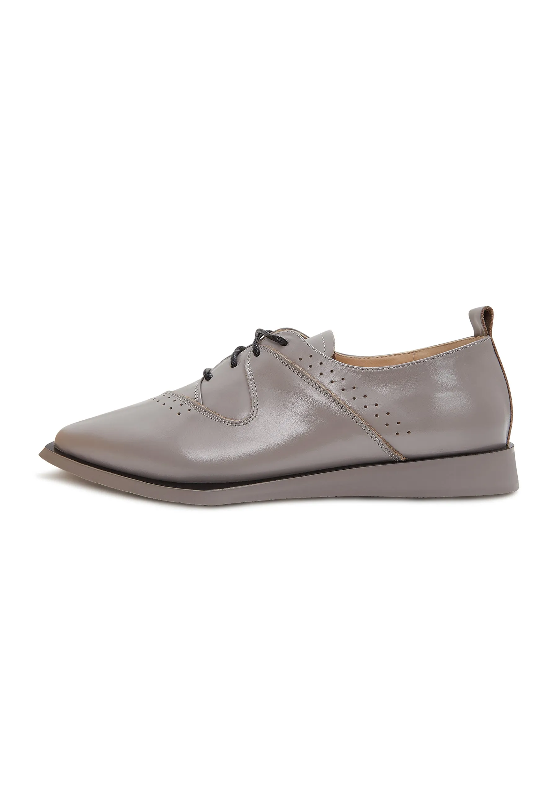 Pointed Lace-Up Brogues - Gray