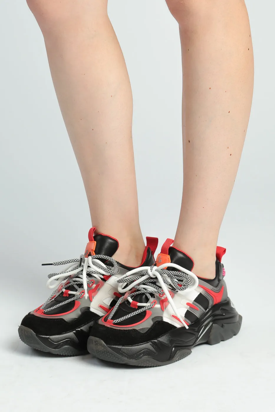 Pulse Transparent Chunky Sneakers - Red