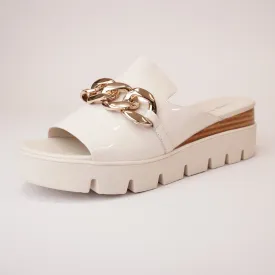 Rablise Ivory Patent Leather Slides