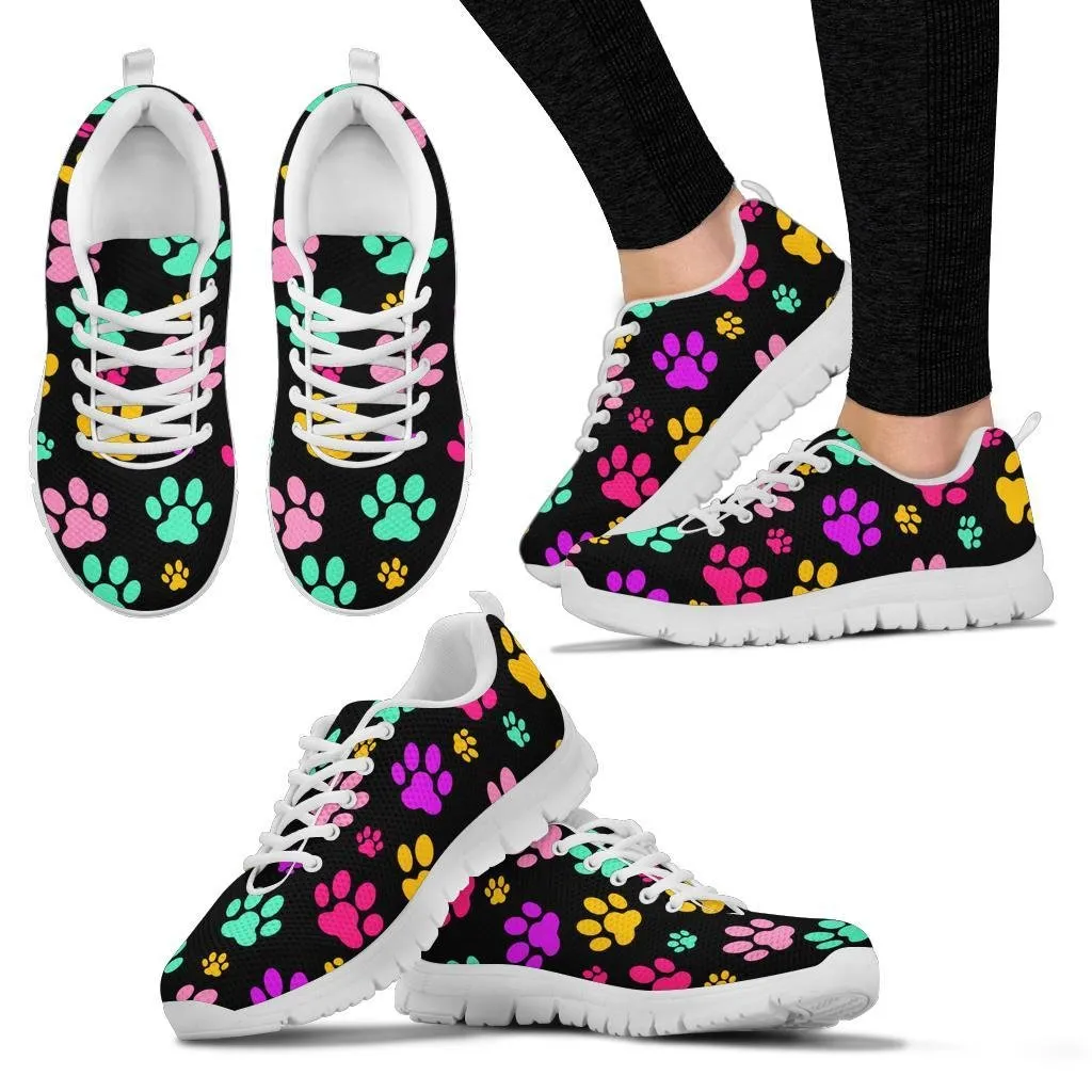 Rainbow Paw Prints - Women's Sneakers