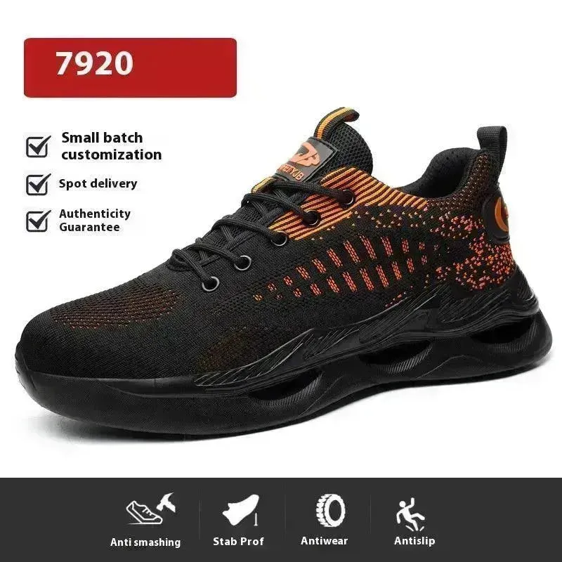 Smash and Puncture Resistant Steel Toe Shoes, Unisex Comfortable Work Safety Shoes, Lightweight Outdoor Adventure Safety Sneakers, Breathable Upper Labour Protection Shoes