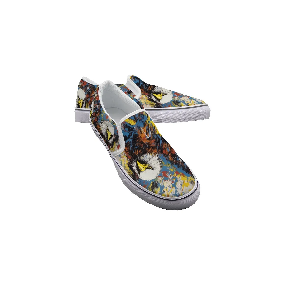 So#46 Men's Slip On Sneakers, Eagle print