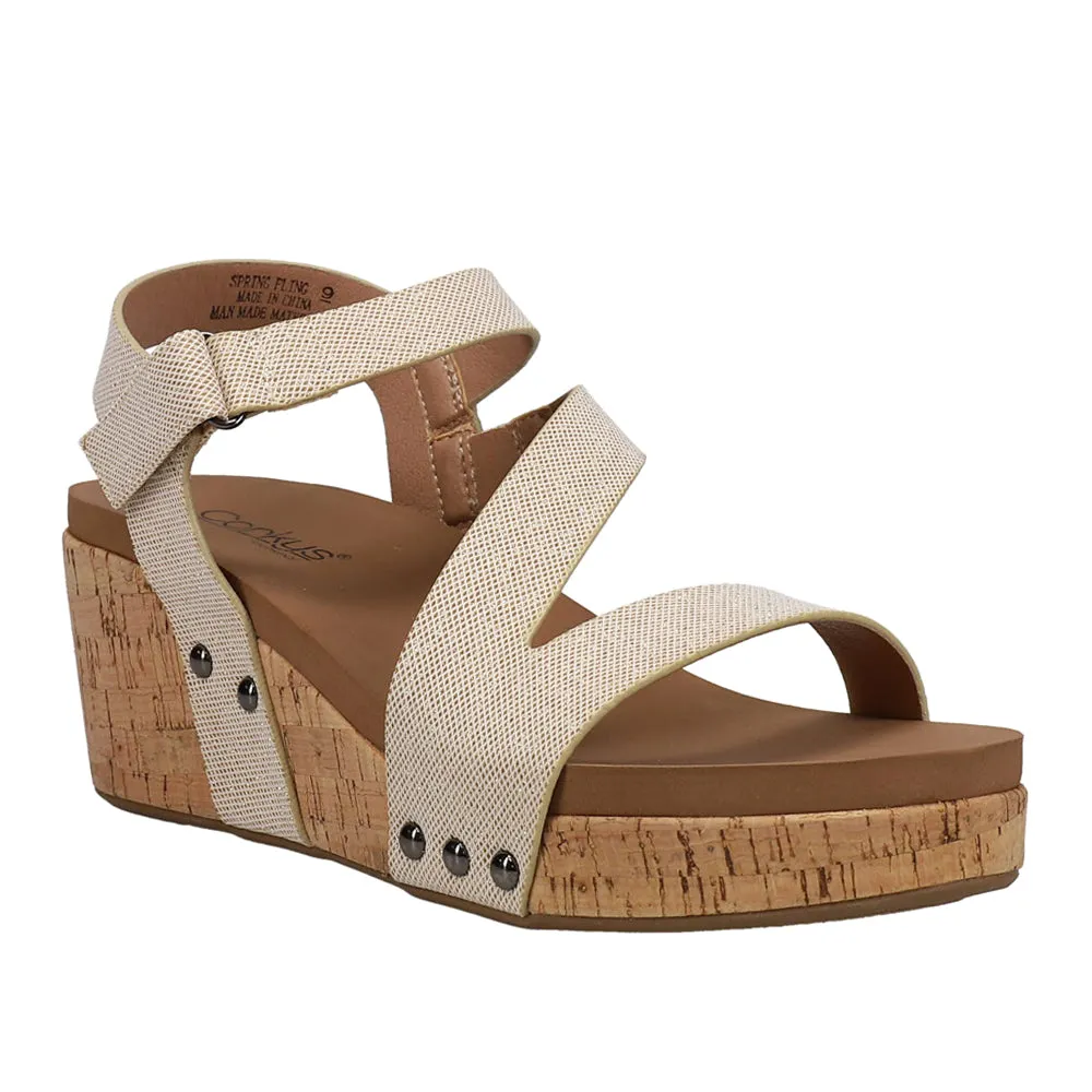 Spring Fling Studded Wedge Ankle Strap Sandals