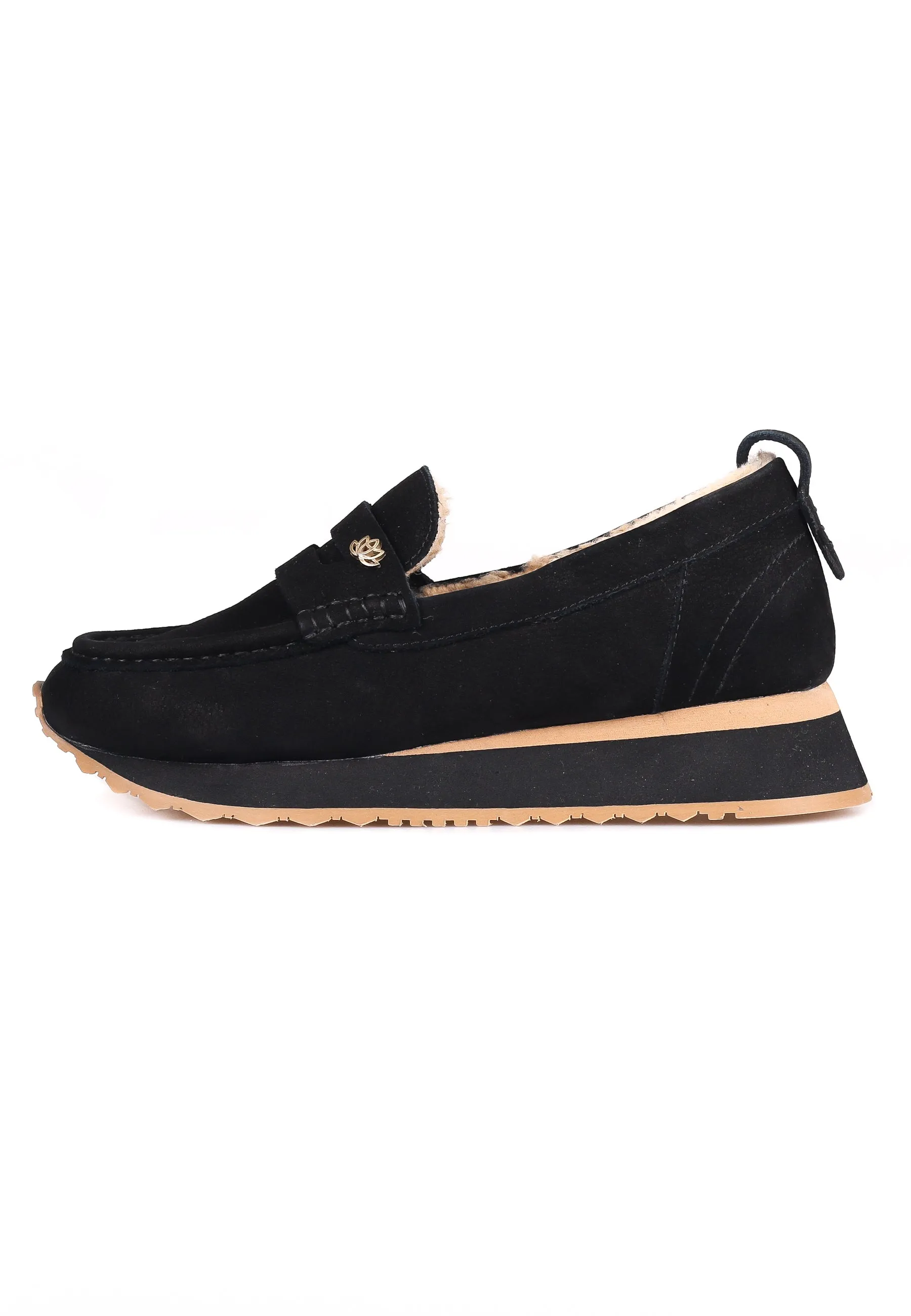 Suede Platform Loafers - Black