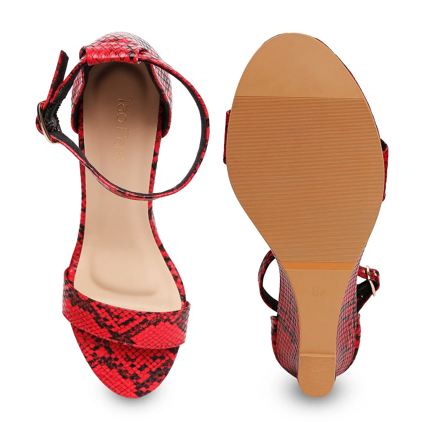 Tao Paris Gia 10011-02 Animal Print Red Wedges