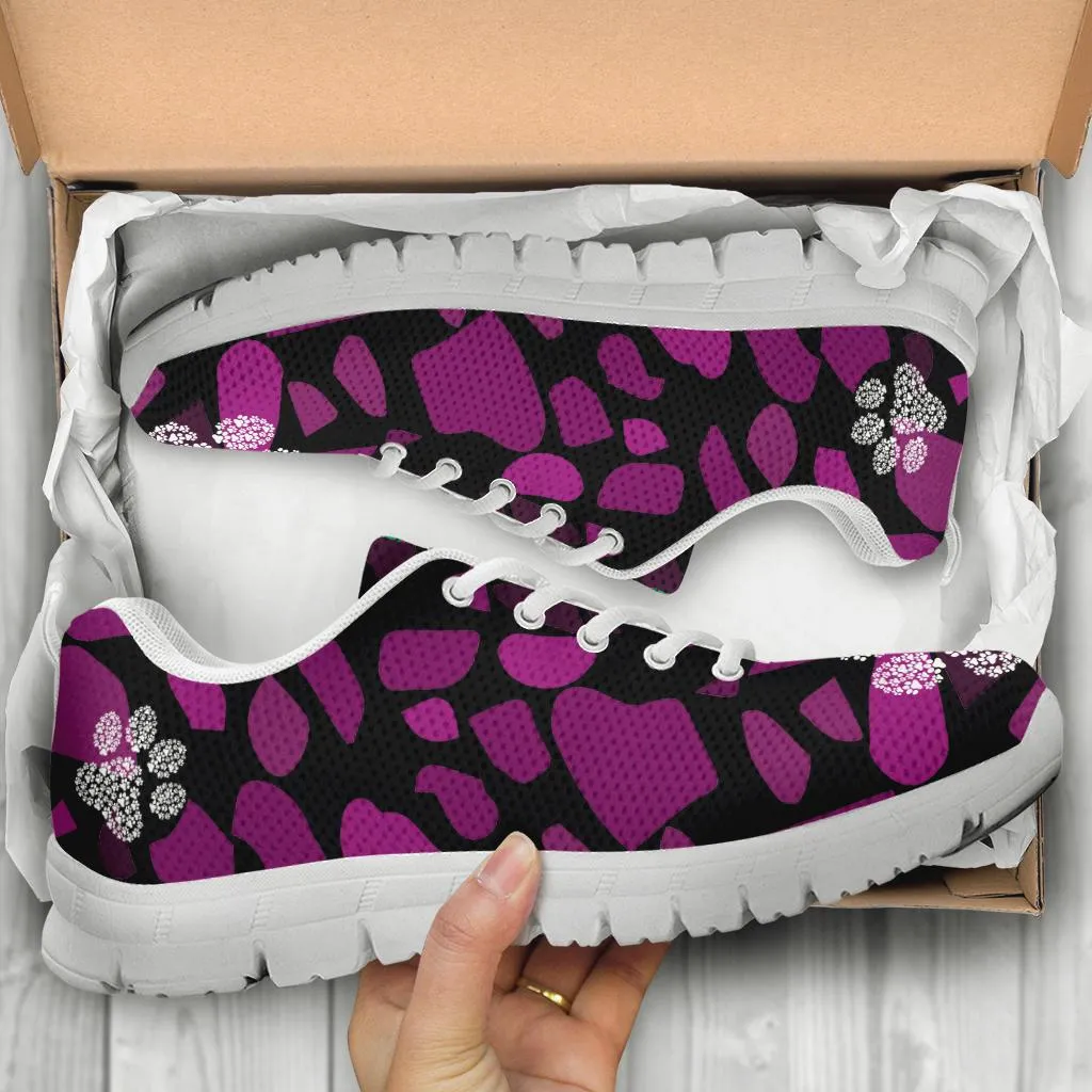 Terra Pattern Pink with Pawprints - Women's Sneakers