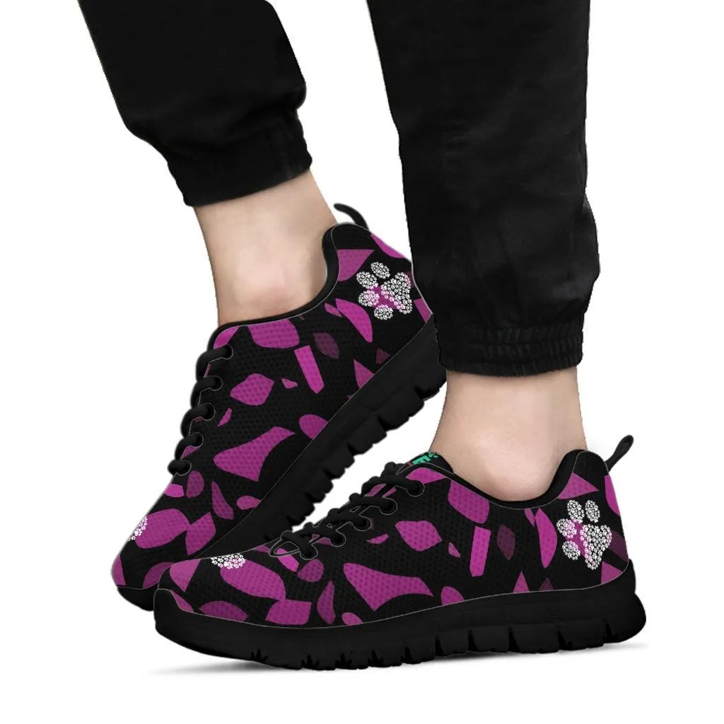 Terra Pattern Pink with Pawprints - Women's Sneakers