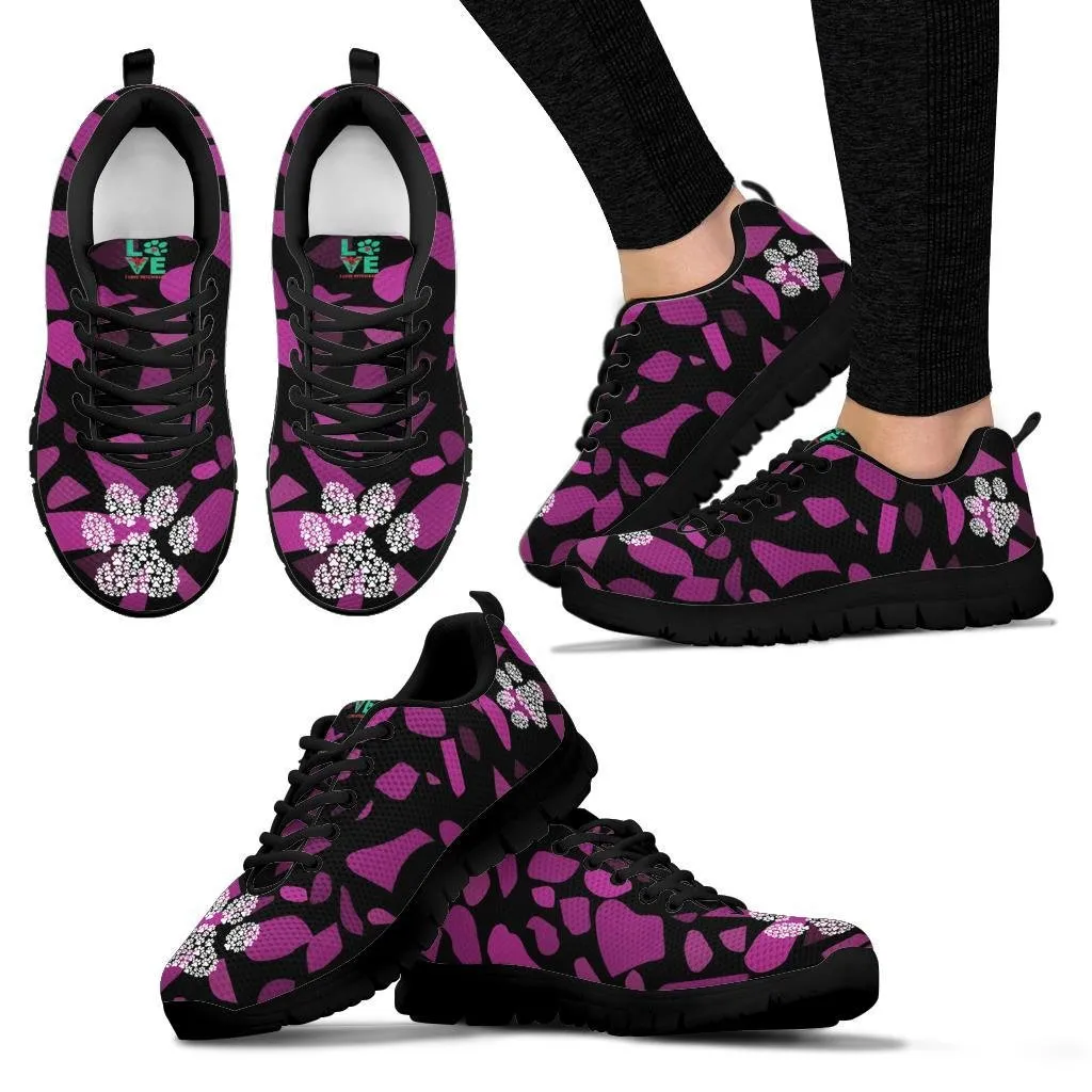 Terra Pattern Pink with Pawprints - Women's Sneakers