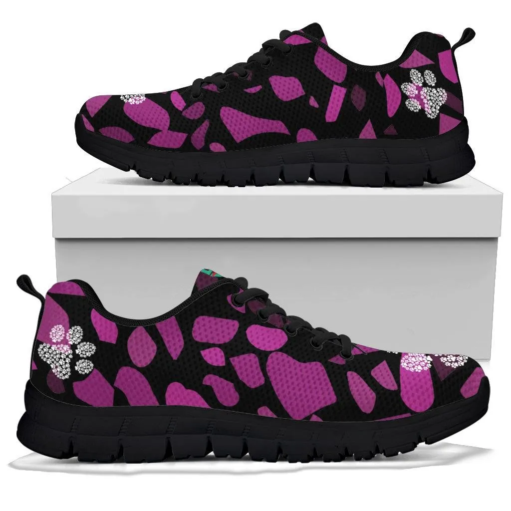 Terra Pattern Pink with Pawprints - Women's Sneakers