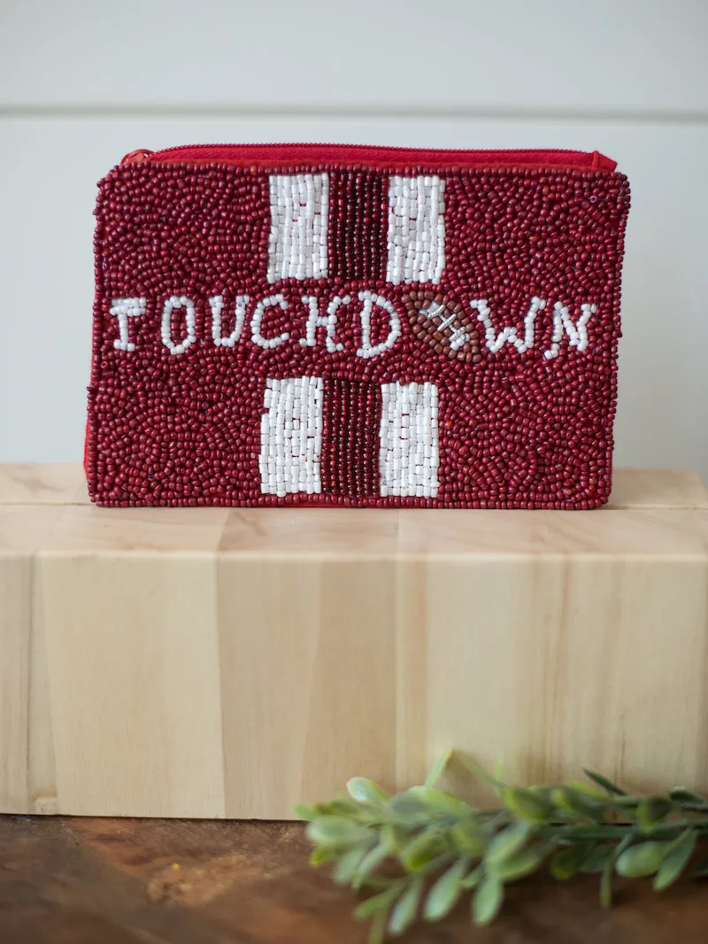 Touchdown Coin Bag - Burgundy and White