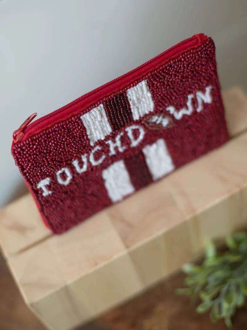 Touchdown Coin Bag - Burgundy and White