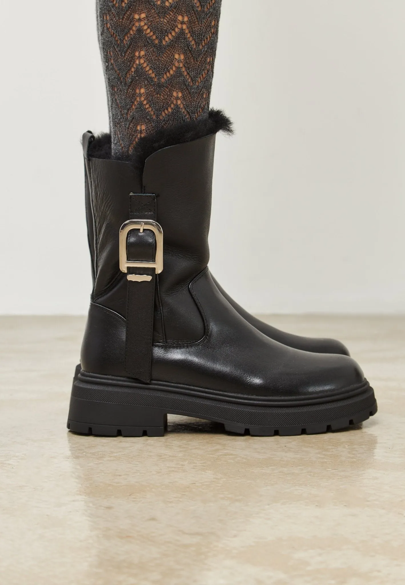 Urban Leather Platform Ankle Boots