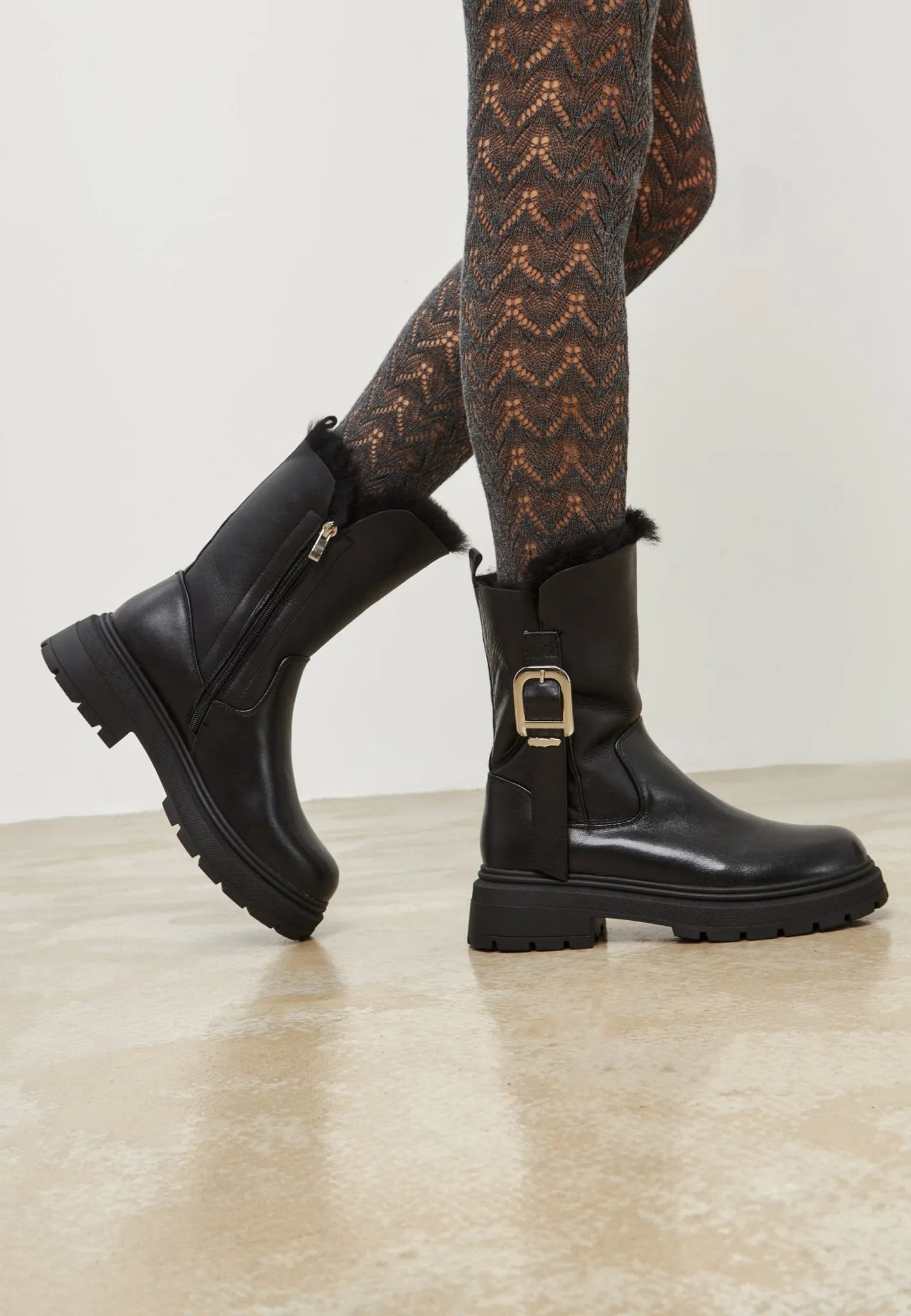 Urban Leather Platform Ankle Boots