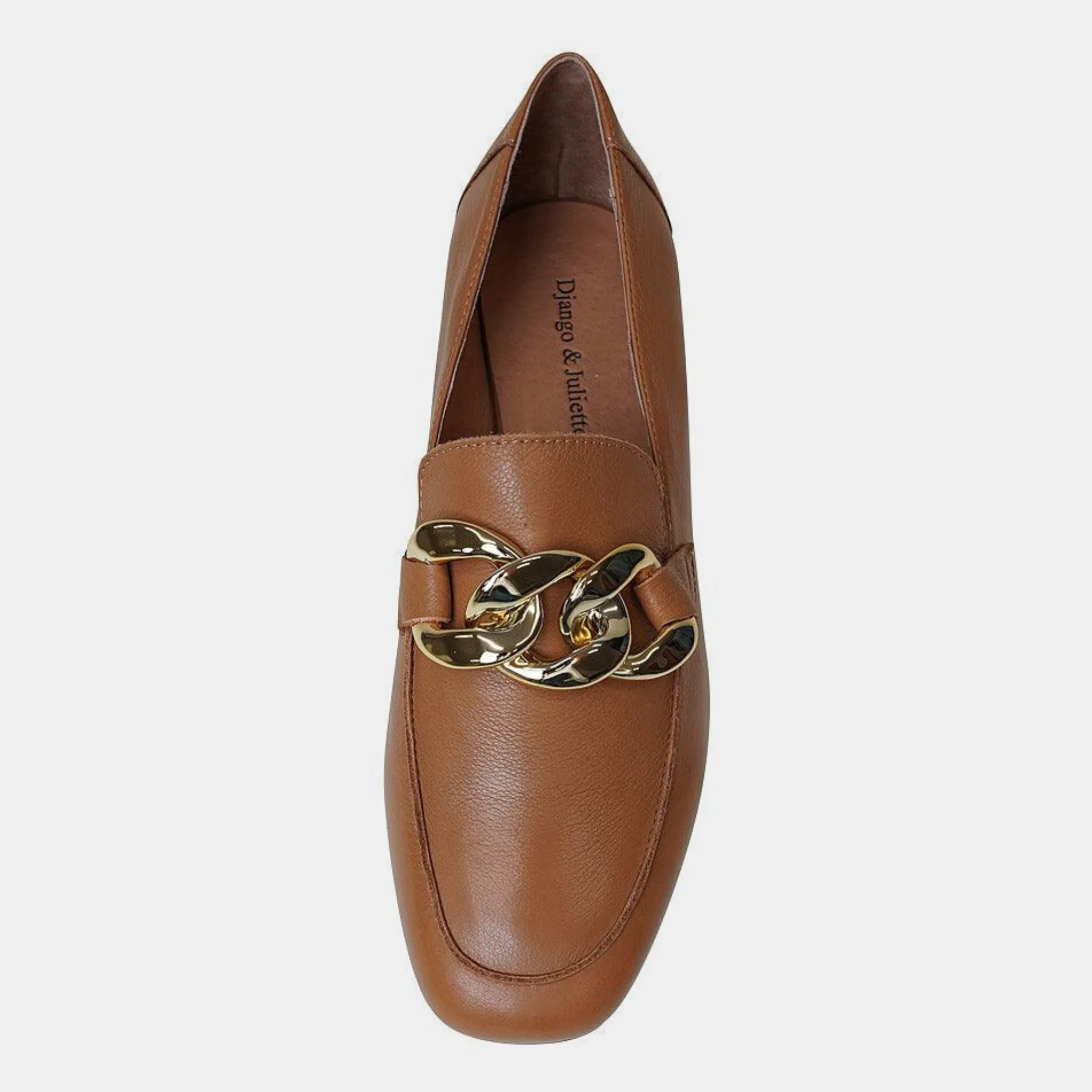 Vivandy Dark Tan Leather Loafers