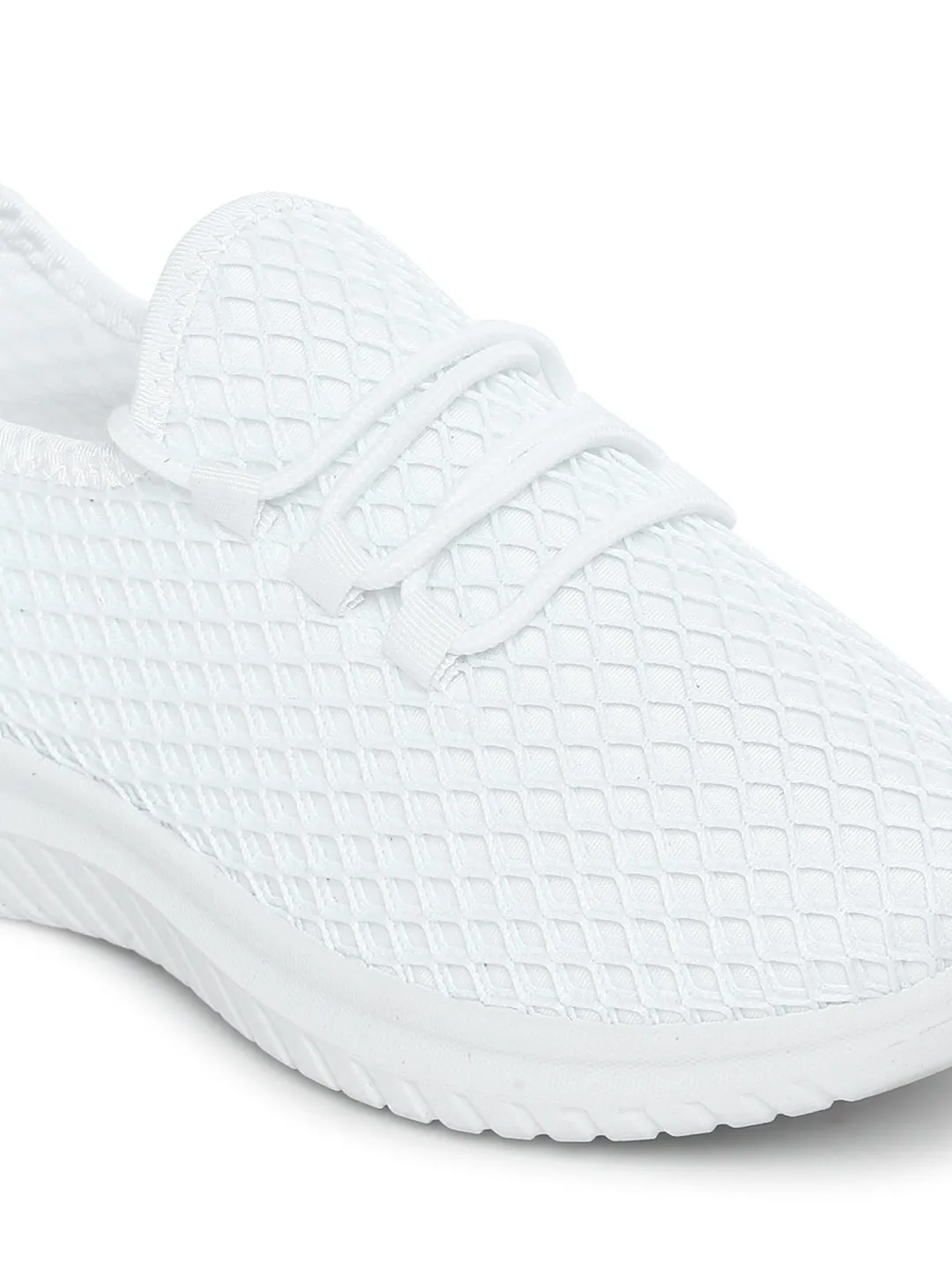 White Mesh Slip-On Sneakers