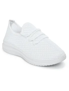 White Mesh Slip-On Sneakers