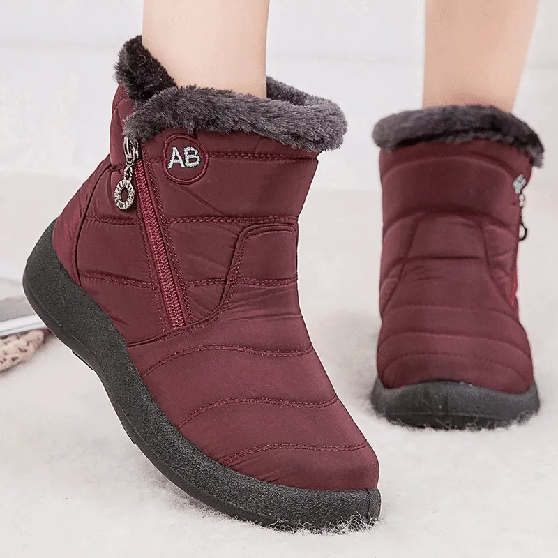 Women Fur Lined Outdoor Waterproof Cozy Snow Winter Ankle Boots 2024