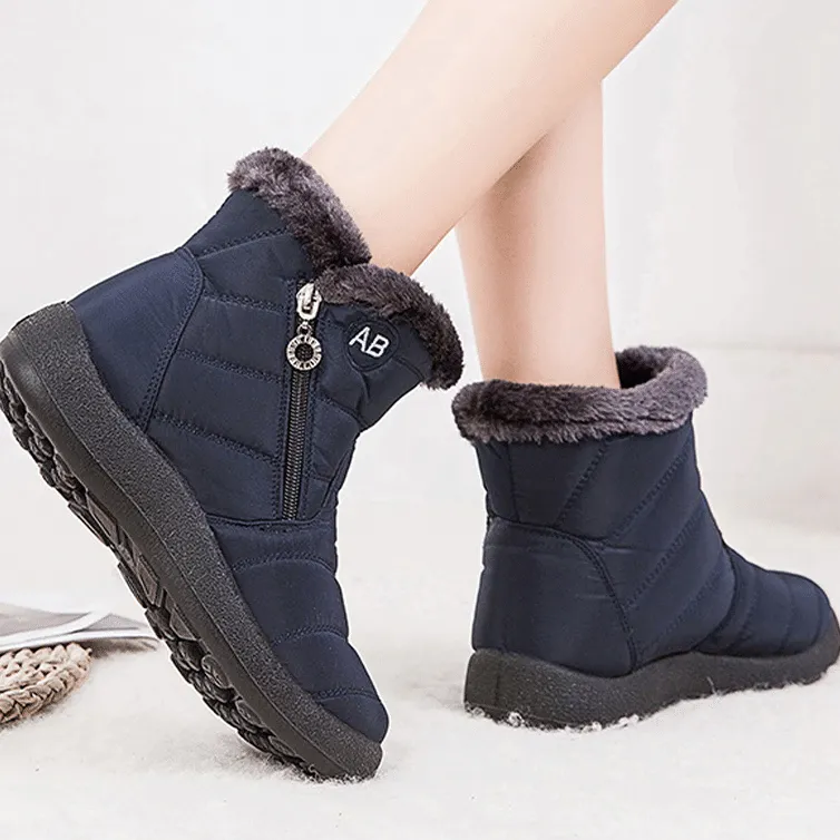 Women Fur Lined Outdoor Waterproof Cozy Snow Winter Ankle Boots 2024