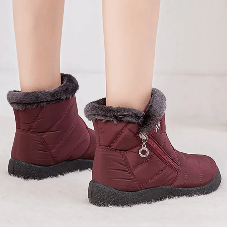 Women Fur Lined Outdoor Waterproof Cozy Snow Winter Ankle Boots 2024