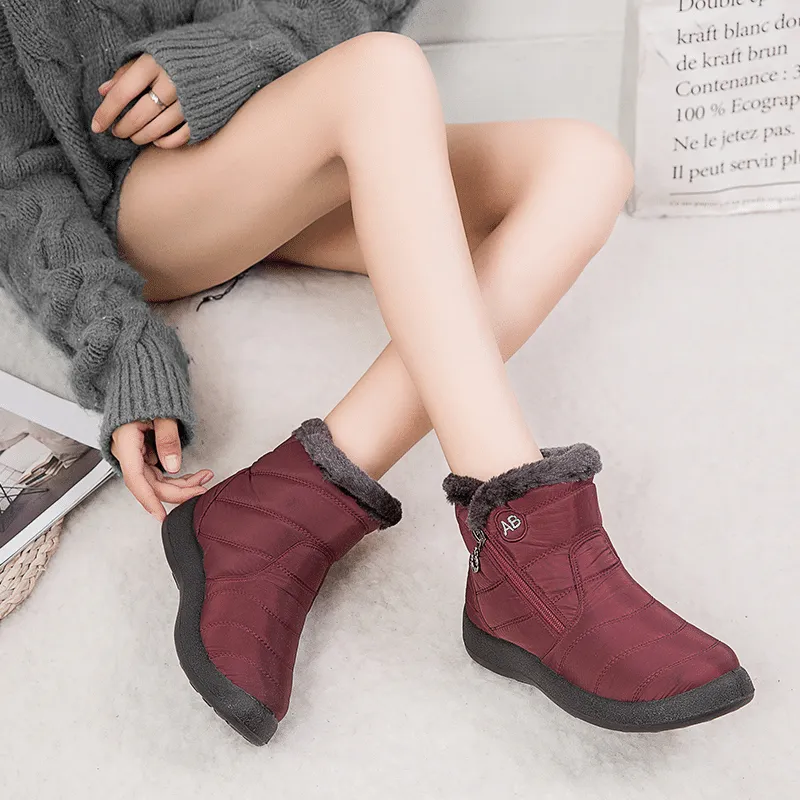 Women Fur Lined Outdoor Waterproof Cozy Snow Winter Ankle Boots 2024