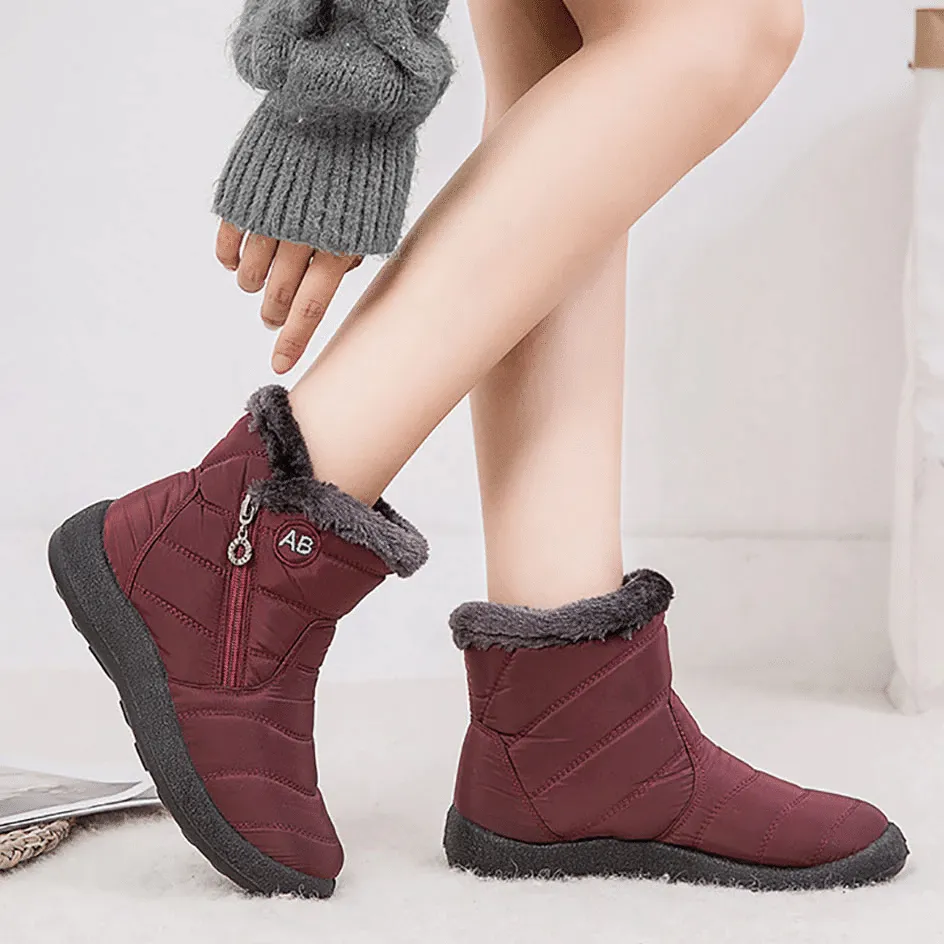 Women Fur Lined Outdoor Waterproof Cozy Snow Winter Ankle Boots 2024