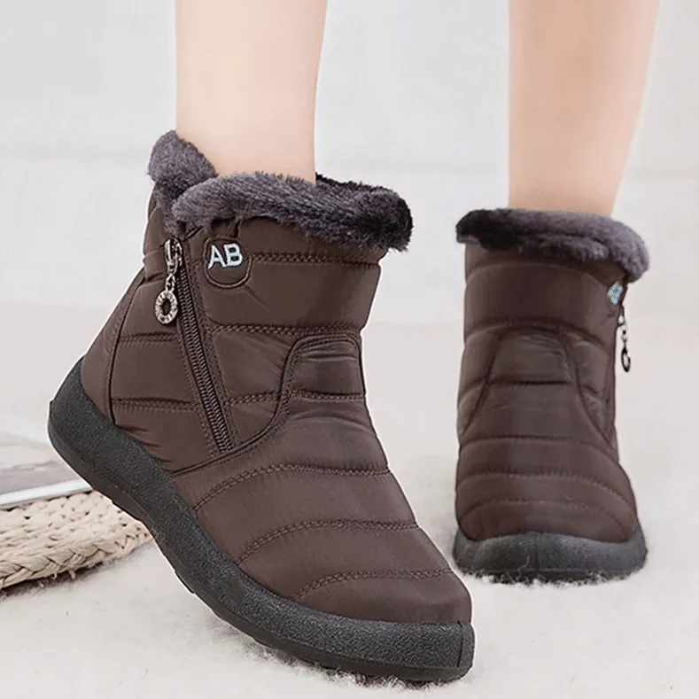 Women Fur Lined Outdoor Waterproof Cozy Snow Winter Ankle Boots 2024