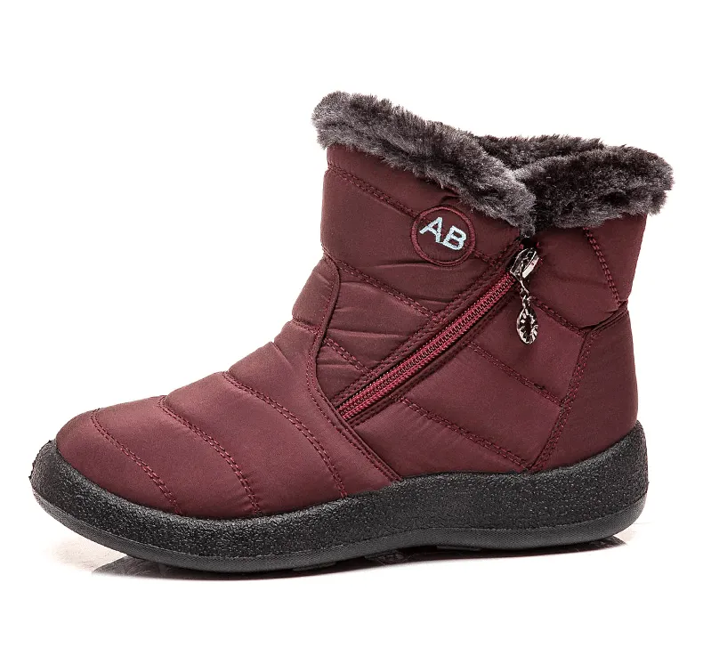 Women Fur Lined Outdoor Waterproof Cozy Snow Winter Ankle Boots 2024