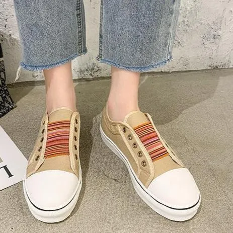 Women's elastic slip on canvas sneakers