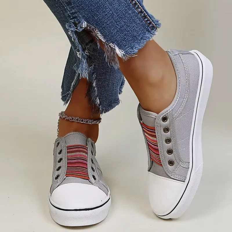 Women's elastic slip on canvas sneakers