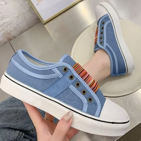 Women's elastic slip on canvas sneakers