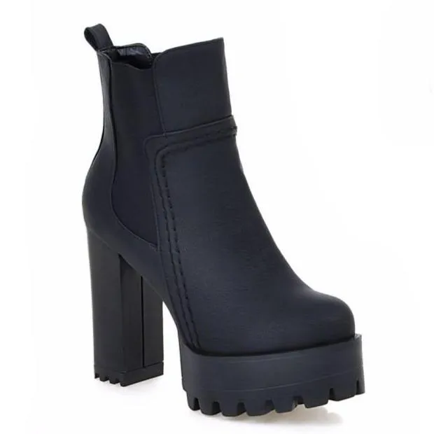 Women's high heeled platform chelsea boots