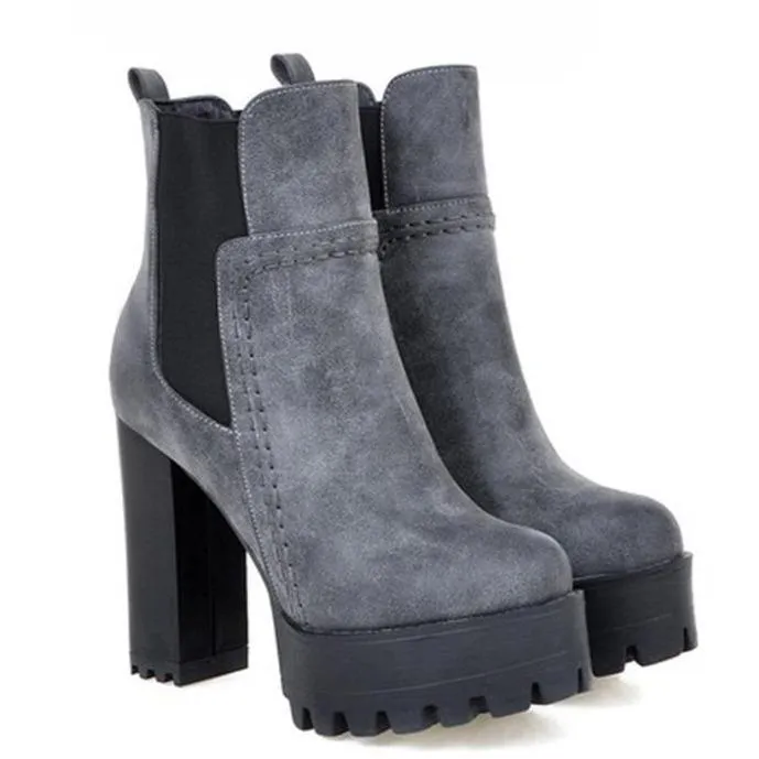 Women's high heeled platform chelsea boots