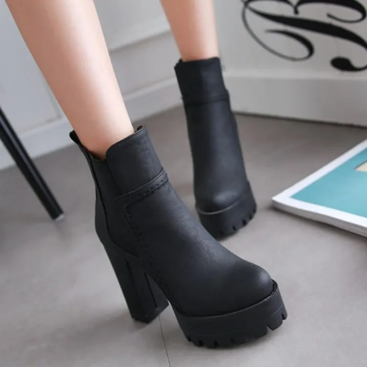 Women's high heeled platform chelsea boots