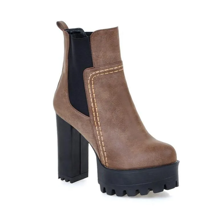 Women's high heeled platform chelsea boots