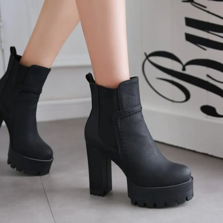 Women's high heeled platform chelsea boots