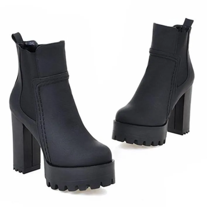 Women's high heeled platform chelsea boots