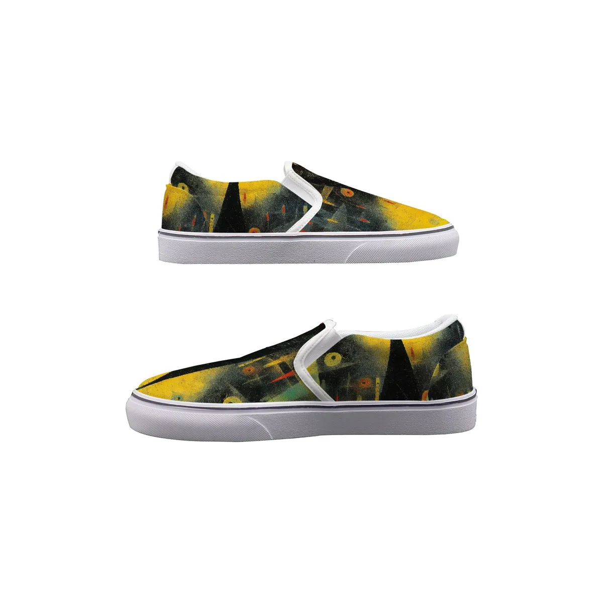 Women's Slip On Sneakers  235 yellow, and black abstract