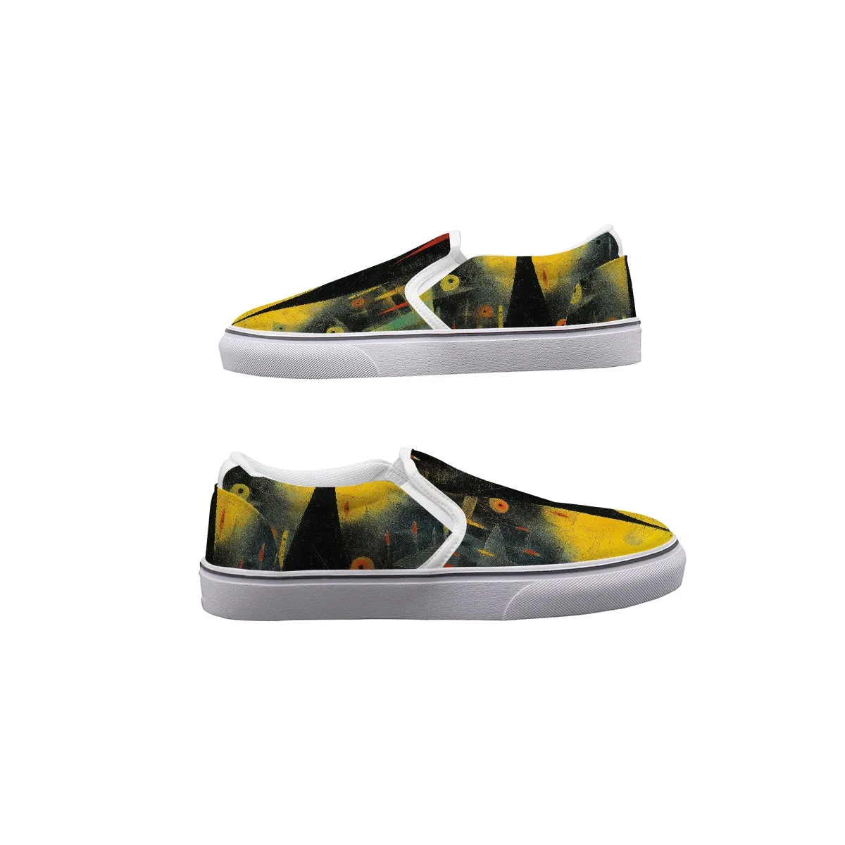 Women's Slip On Sneakers  235 yellow, and black abstract