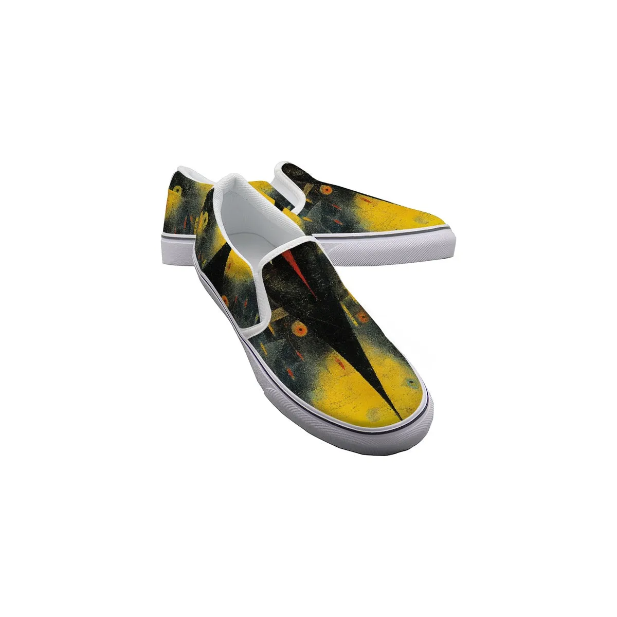 Women's Slip On Sneakers  235 yellow, and black abstract