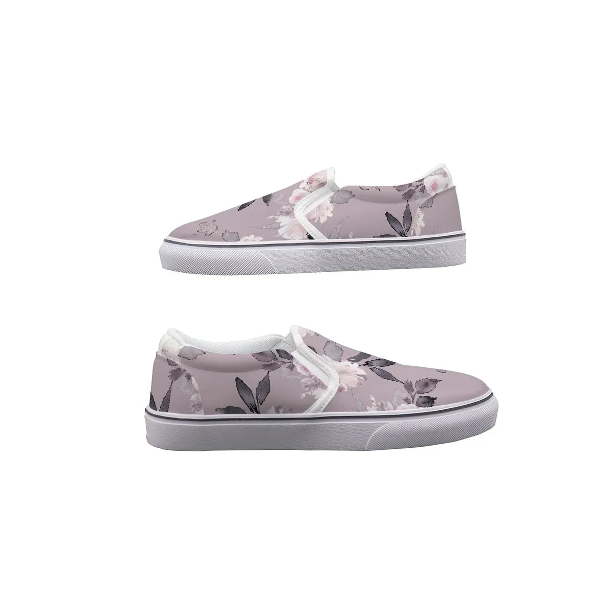 Women's Slip On Sneakers lavender leaf print