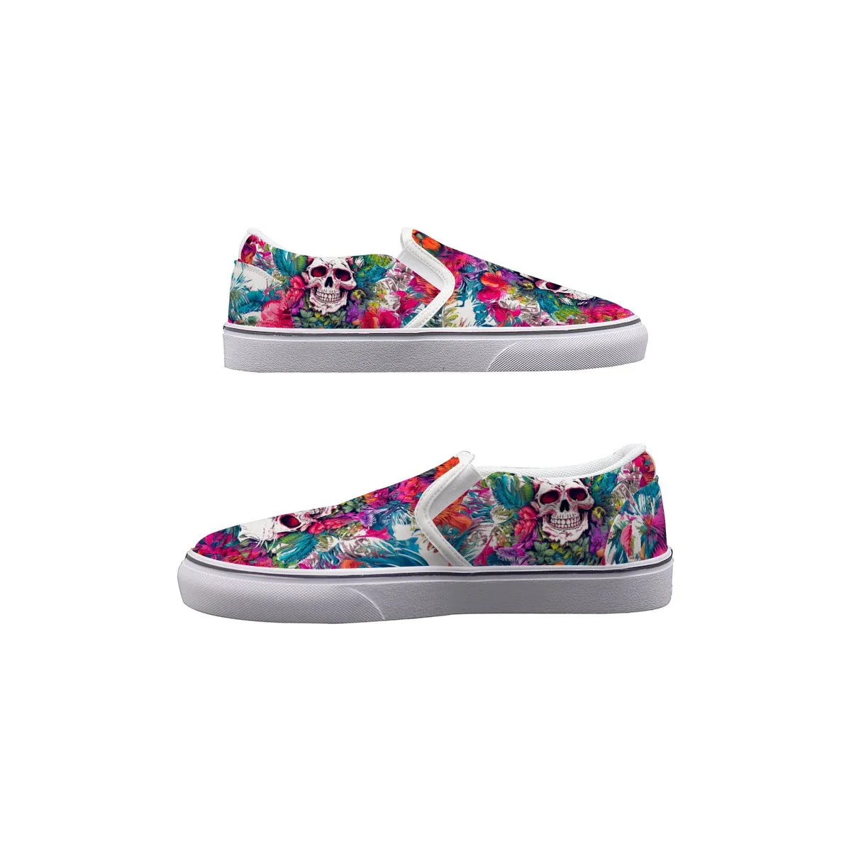 Women's Slip On Sneakers summer vibes skull print