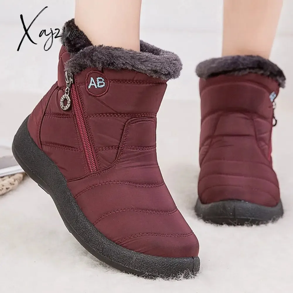 Xajzpa - Women Snow Boots Waterproof Non-slip Designer Female Ankle Boots Platform Keep Warm Fur Ladies Winter Shoes Free Shipping