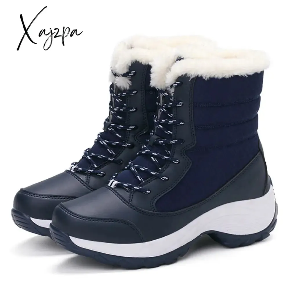 Xajzpa - Women Snow Boots Waterproof Non-slip Designer Female Ankle Boots Platform Keep Warm Fur Ladies Winter Shoes Free Shipping