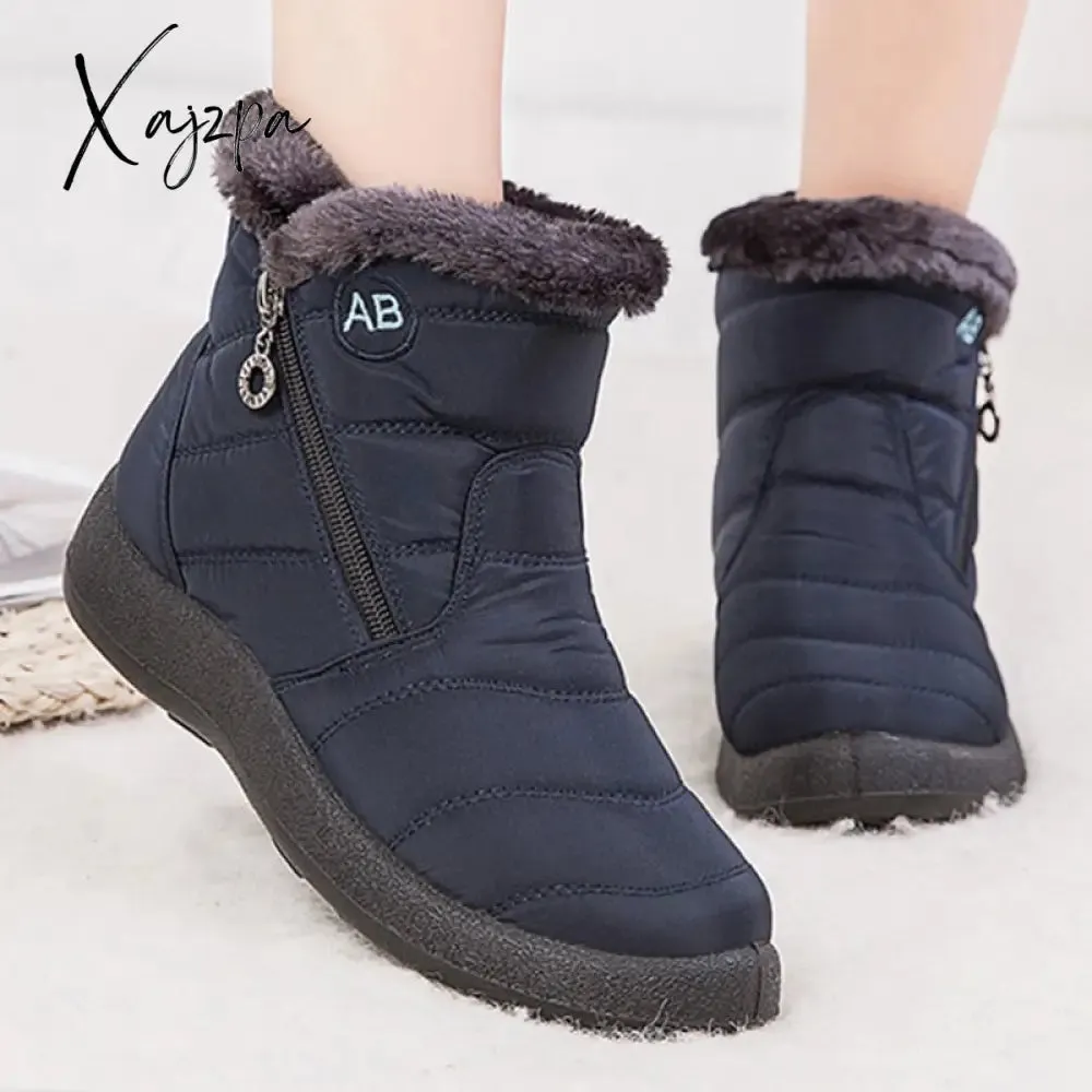 Xajzpa - Women Snow Boots Waterproof Non-slip Designer Female Ankle Boots Platform Keep Warm Fur Ladies Winter Shoes Free Shipping