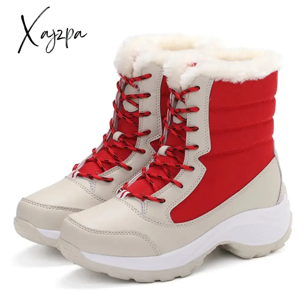 Xajzpa - Women Snow Boots Waterproof Non-slip Designer Female Ankle Boots Platform Keep Warm Fur Ladies Winter Shoes Free Shipping